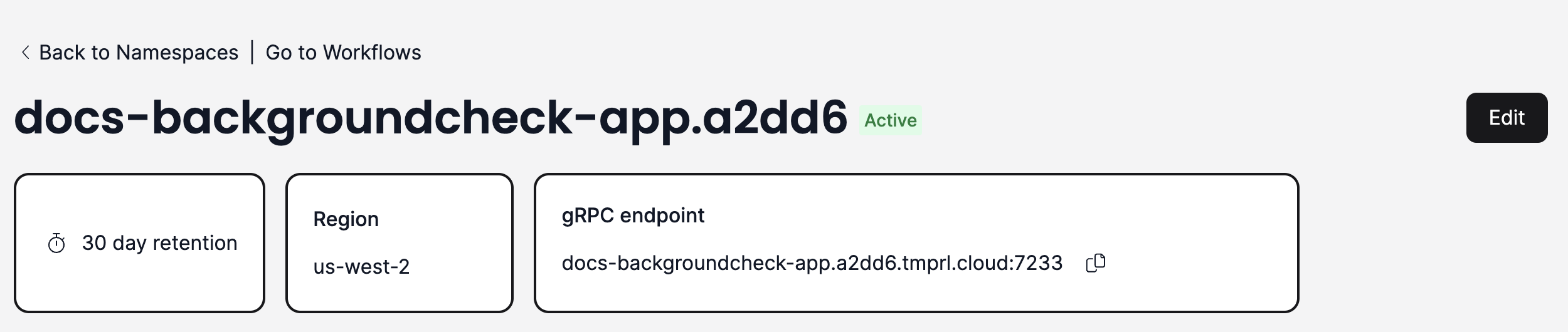 Copy your gRPC endpoint from the UI